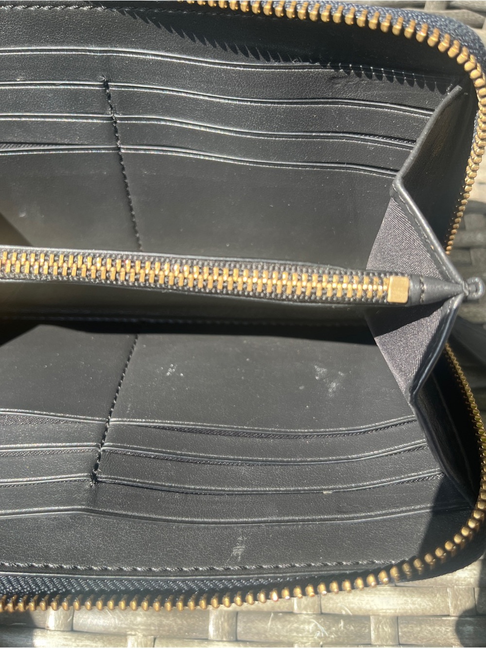COACH Long Zip Around Wallet Signature Leather Navy Blue - Picture 6 of 7